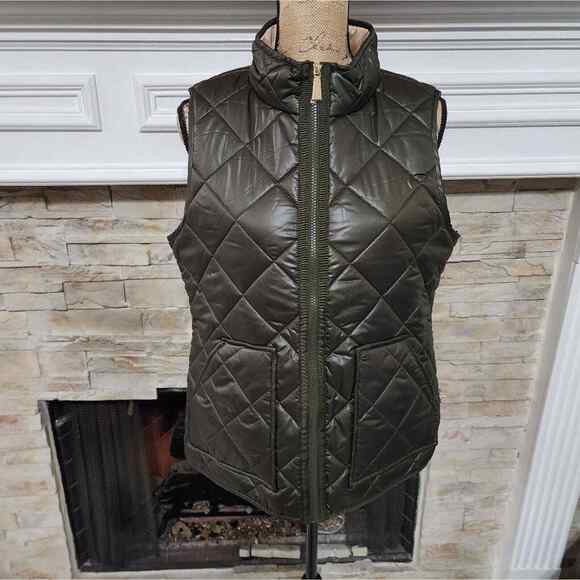 Kate Spade Dark Olive Green Quilted Equestrian Vest Women's Size Medium New! - Picture 1 of 12